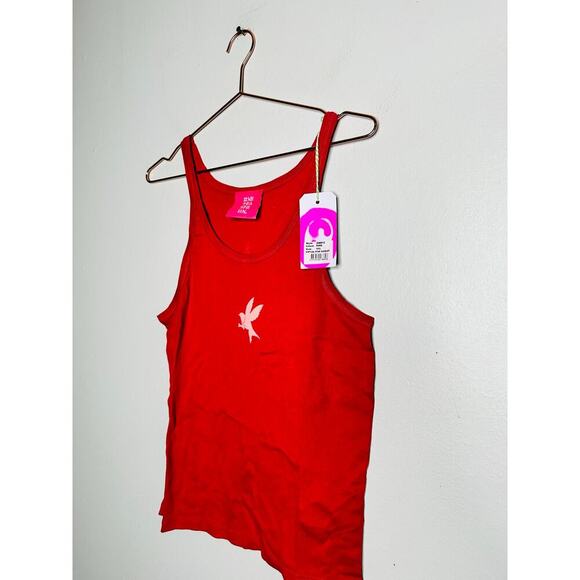 ONE TEASPOON Pink Rib Singlet Bower Bird Logo Tank Top NWT size XXL - Picture 2 of 6
